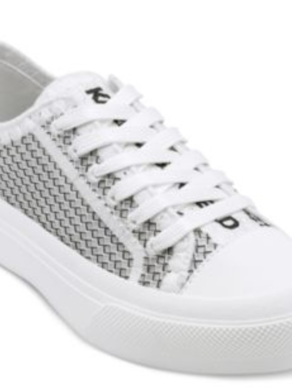 Karl Lagerfeld White Low-Top Mesh Lace-Up Sneakers